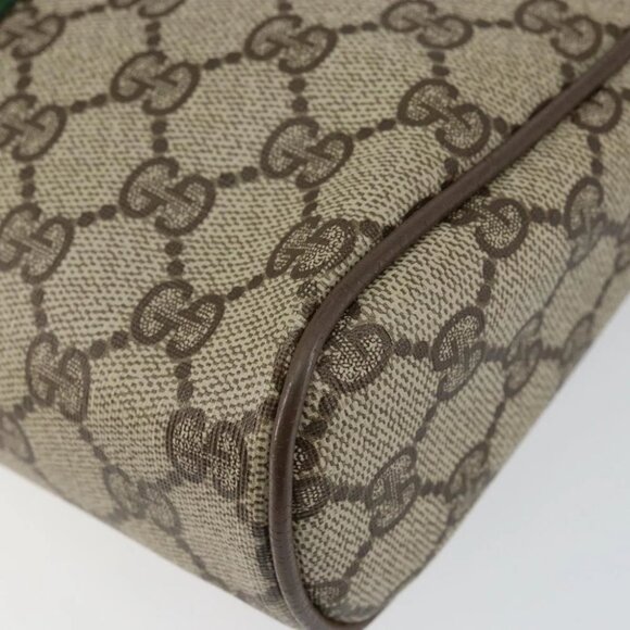 GUCCI GG Supreme Web Sherry Line Clutch Bag PVC Beige Red - Picture 9 of 14